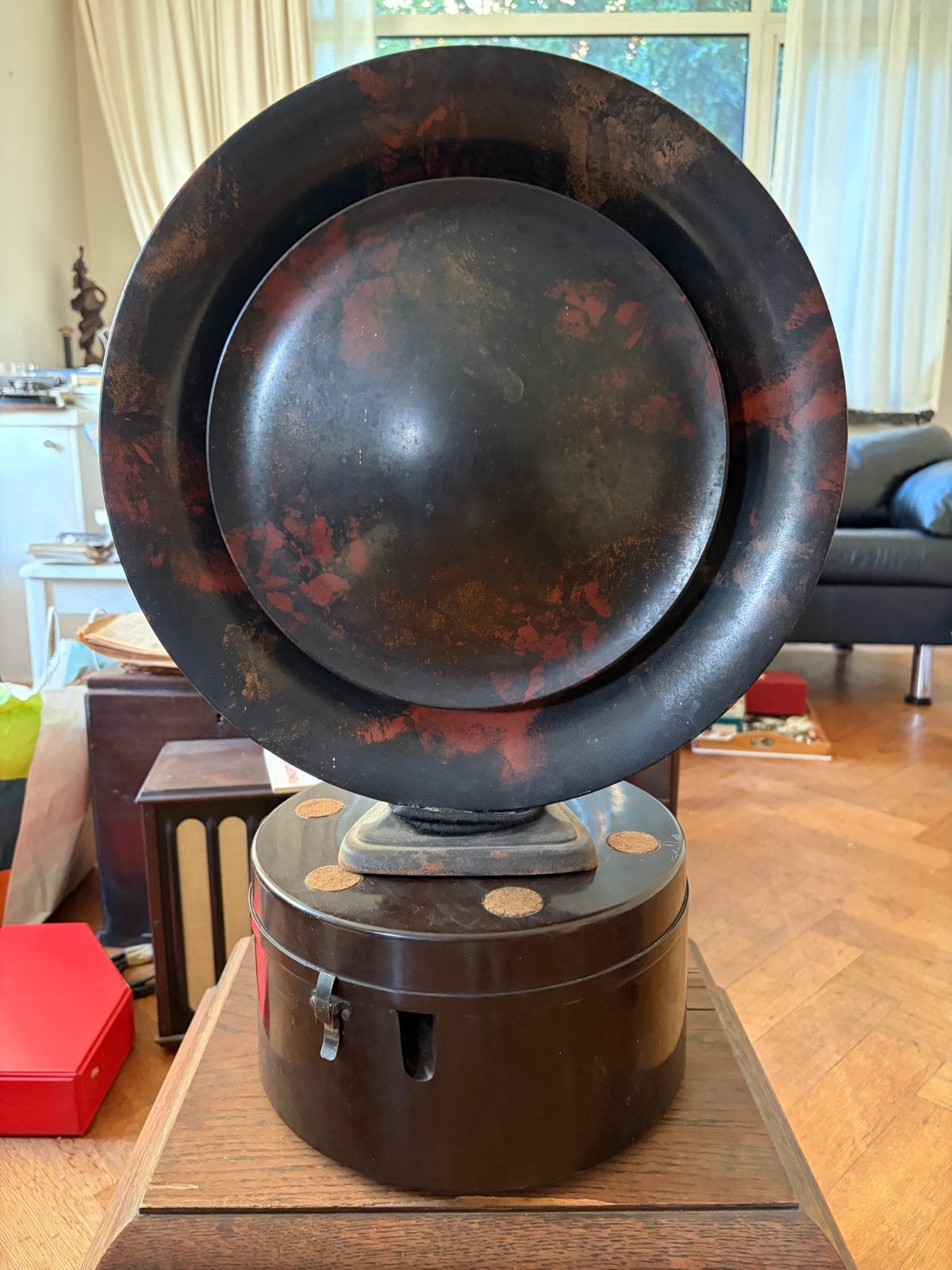 Antieke Philips platenspeler met hoornluidspreker, Antiek en Kunst, Ophalen