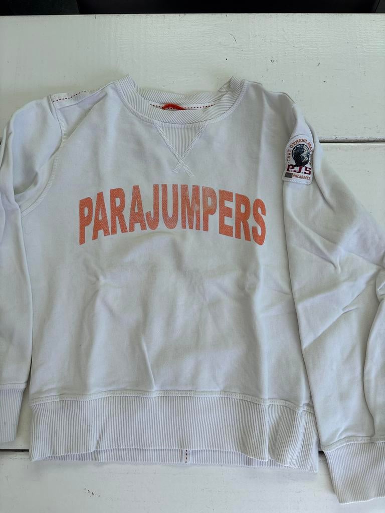 Parajumpers sweater wit met oranje opdruk, maat 8 jaar, Ophalen of Verzenden, Jongen of Meisje, Trui of Vest