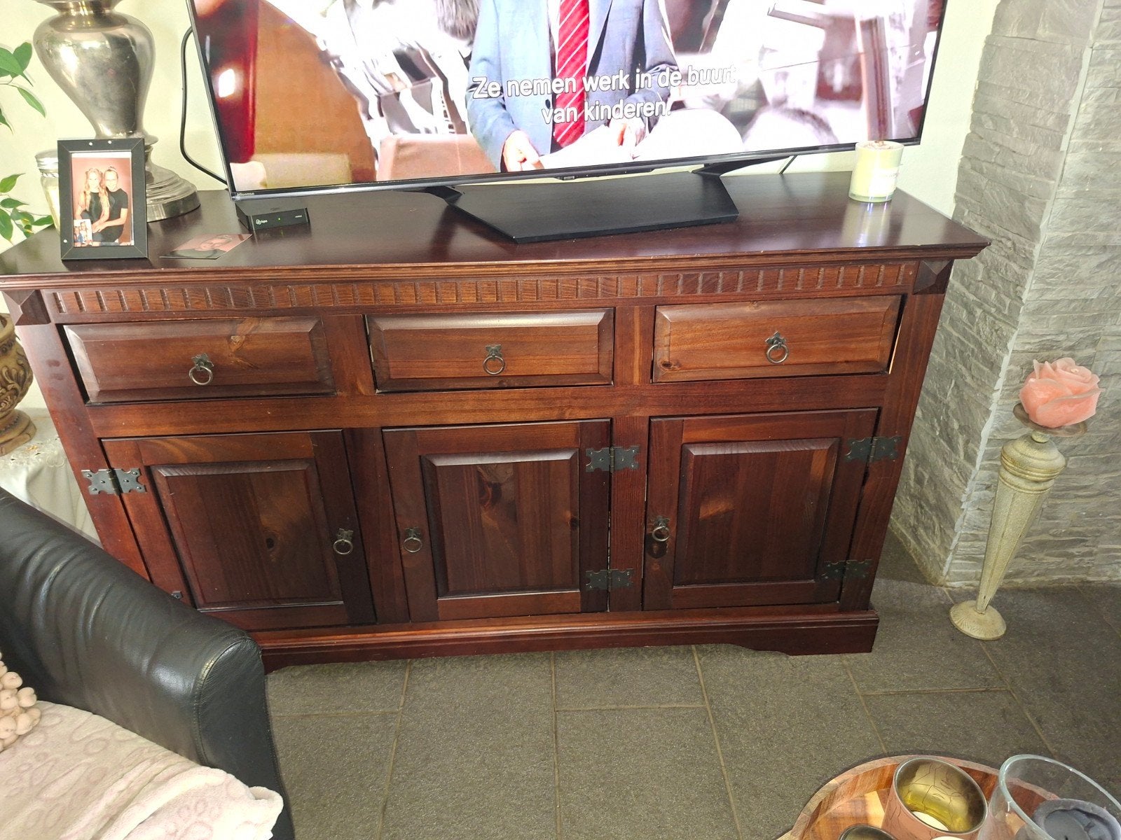 Dressoir Kast - Massief Hout, Gebruikt, Klassiek, 150 tot 200 cm, Ophalen of Verzenden