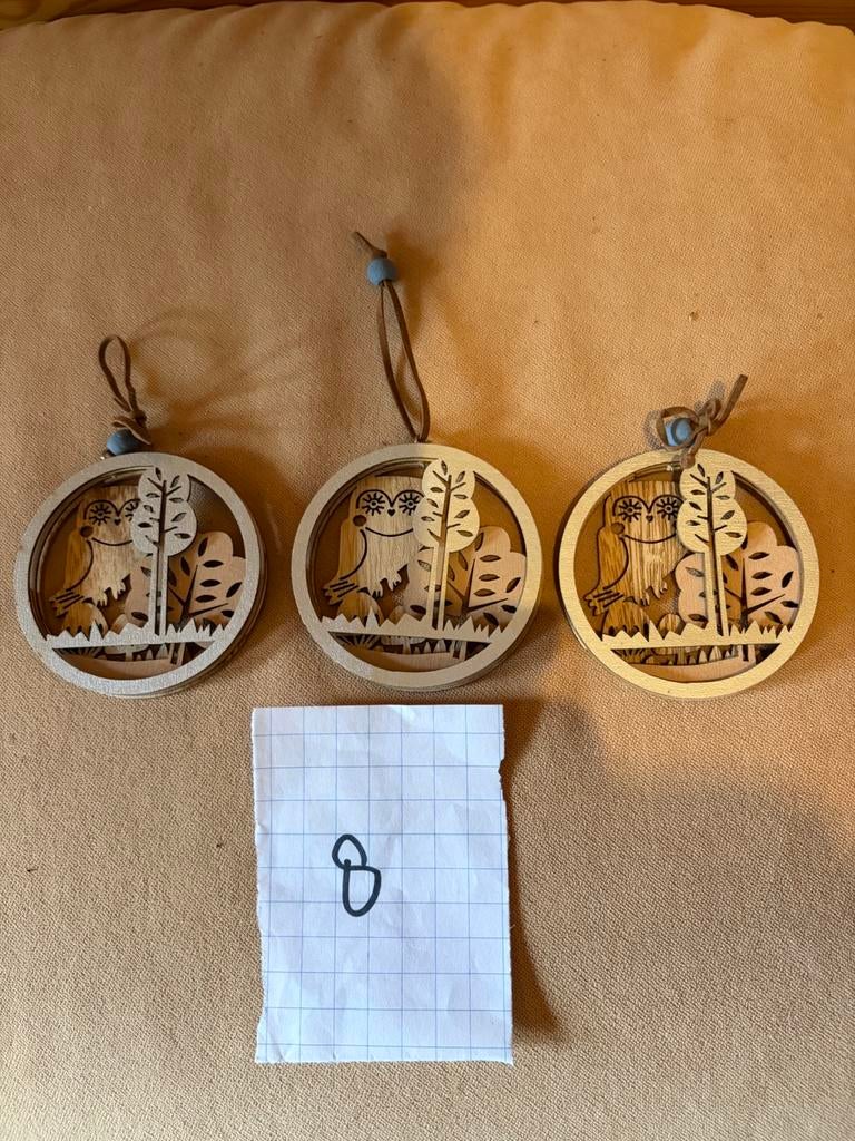 Kerstdecoratie hout 8 cm uil in boom, Ophalen of Verzenden, Zo goed als nieuw