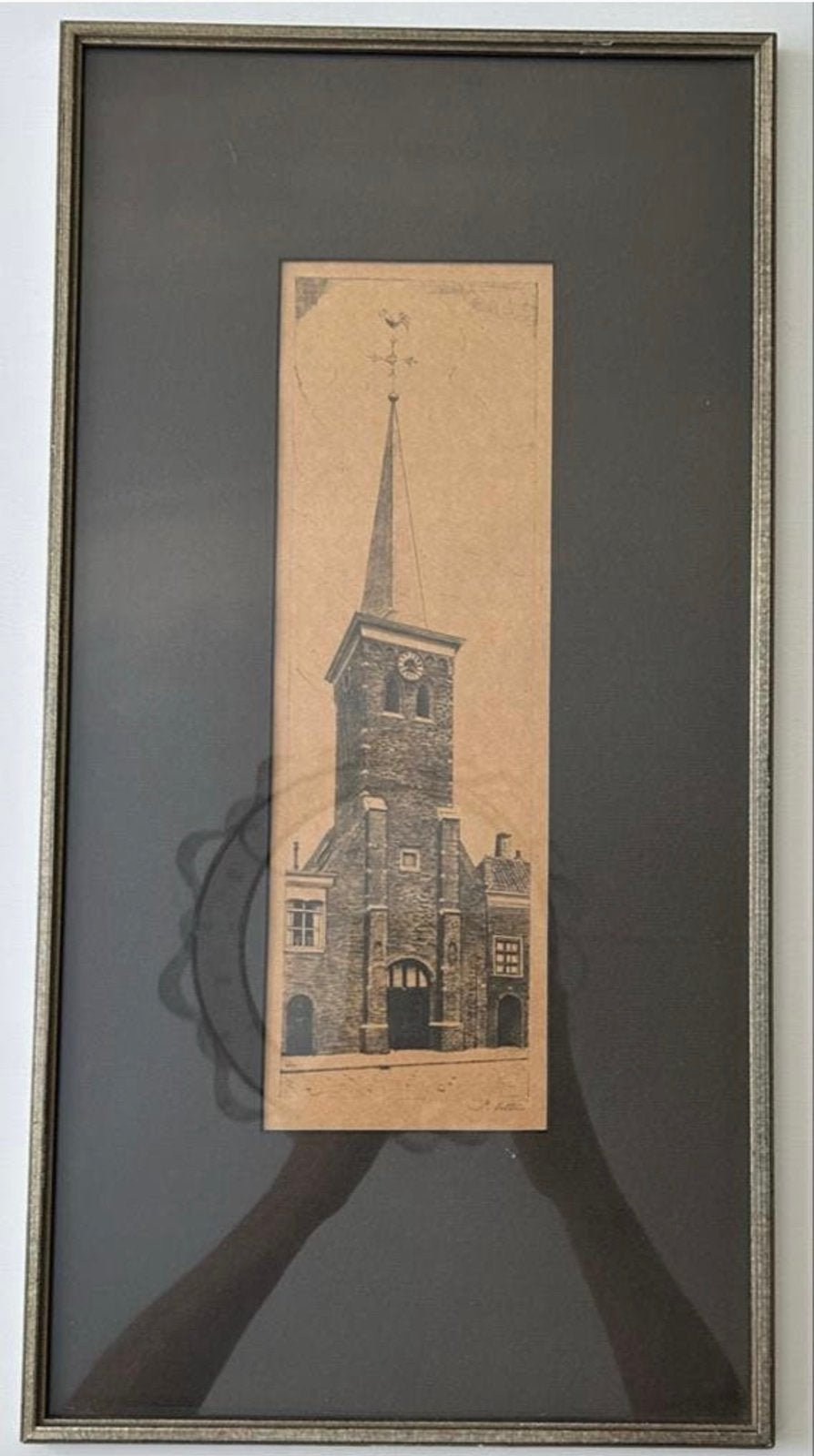 Ets Sint Joostkapel Breda - gesigneerd Piet van Riel 1904, Antiek en Kunst, Ets, Stadsgezicht, Ophalen of Verzenden, Met passe-partout