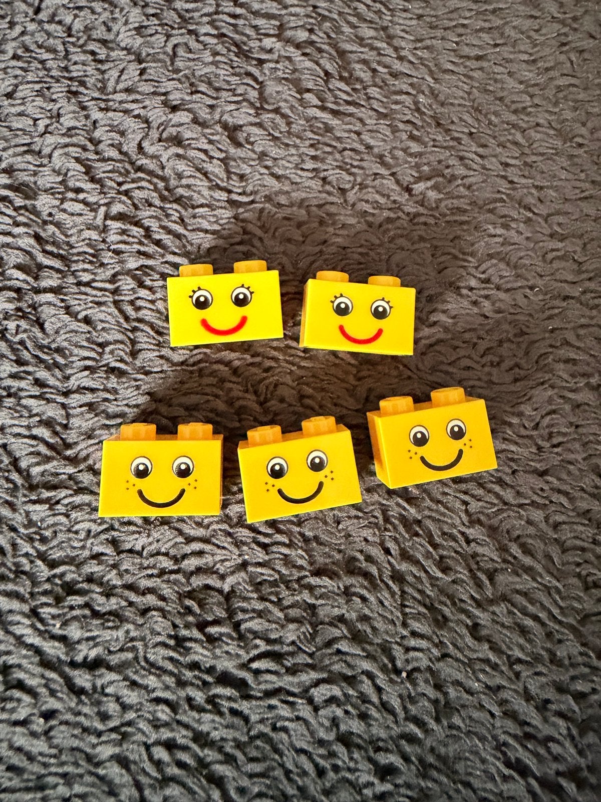 Lego Duplo 1x2 steentjes met gezichtjes, 5 stuks, Ophalen of Verzenden, Gebruikt, Losse stenen, Duplo