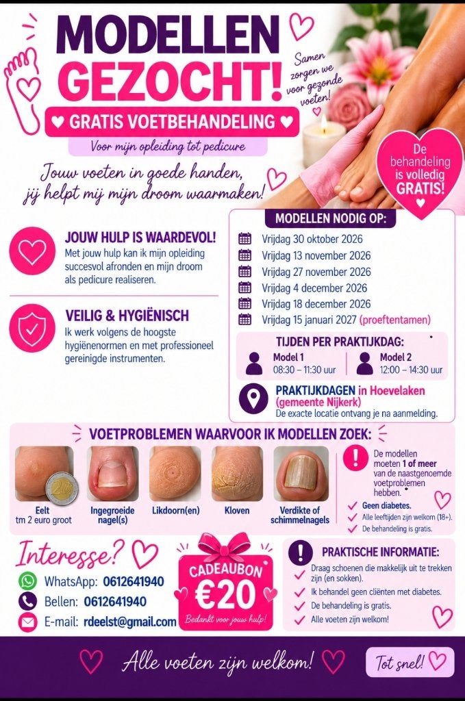 Pedicuremodellen gezocht