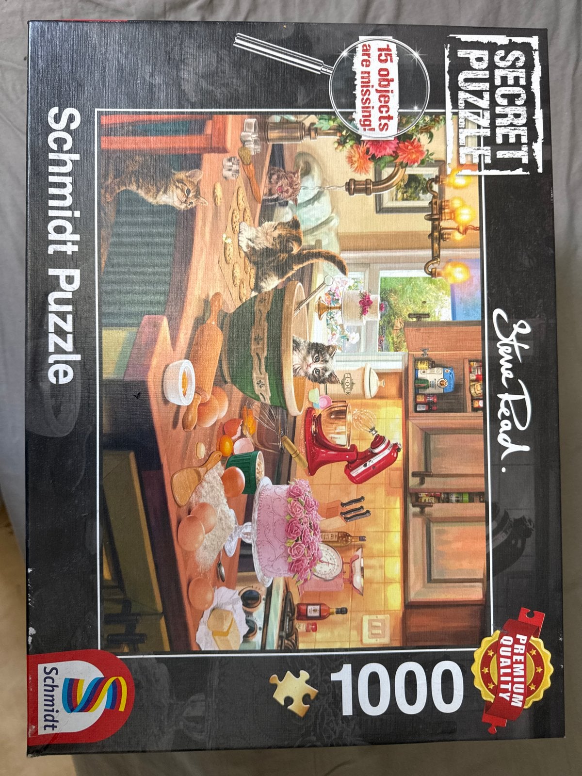 Schmidt Secret Puzzle 1000 stukjes - Katten in de keuken, Ophalen of Verzenden, 500 t/m 1500 stukjes, Zo goed als nieuw, Legpuzzel