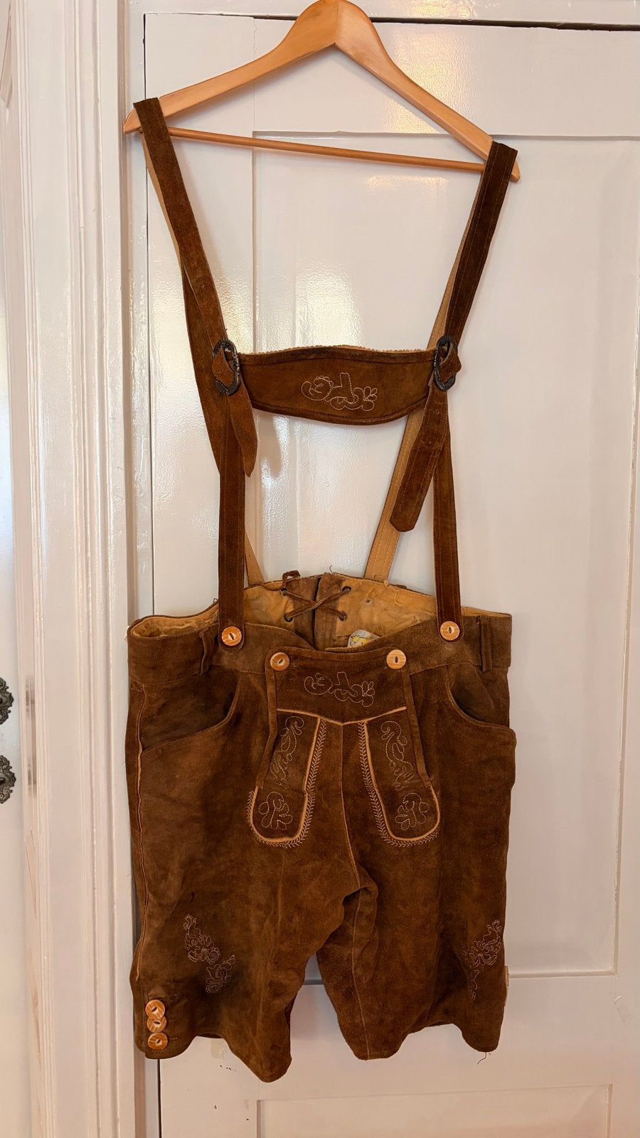 Lederhose - Traditionele Duitse Korte Broek, Ophalen of Verzenden, Gedragen, Maat 52/54 (L), Bruin