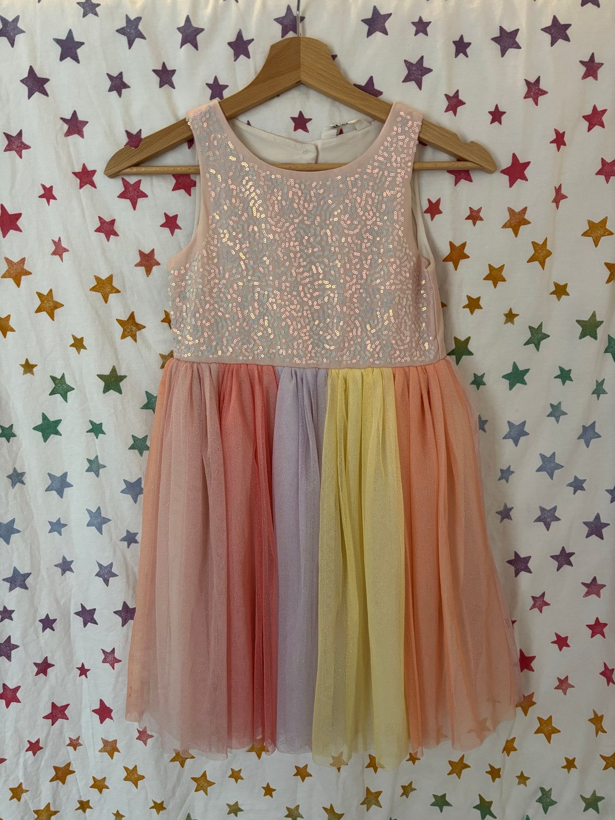 H&M Regenboog Jurk met Pailletten - Maat 128, Ophalen of Verzenden, Zo goed als nieuw, Meisje