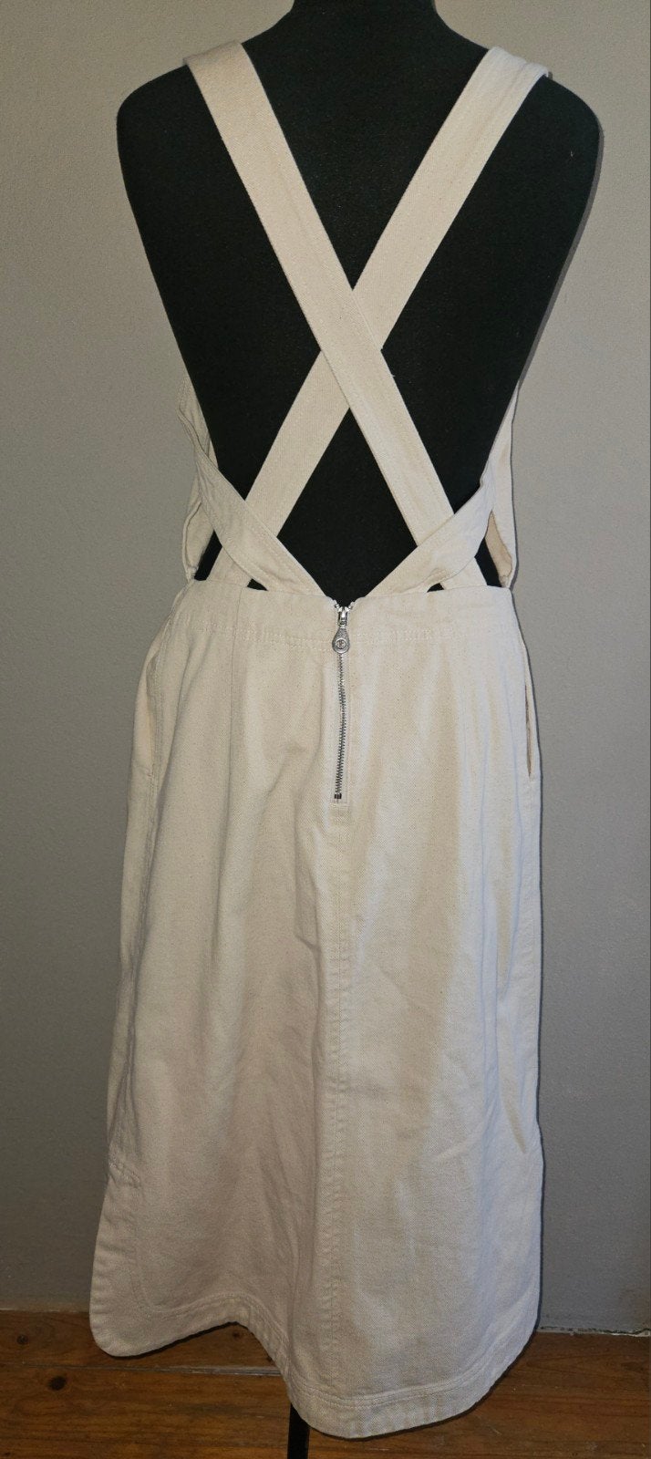 Leuke jeans overgooier met kruisbanden mt. S, Ophalen of Verzenden, Nieuw, Wit, Boven de knie