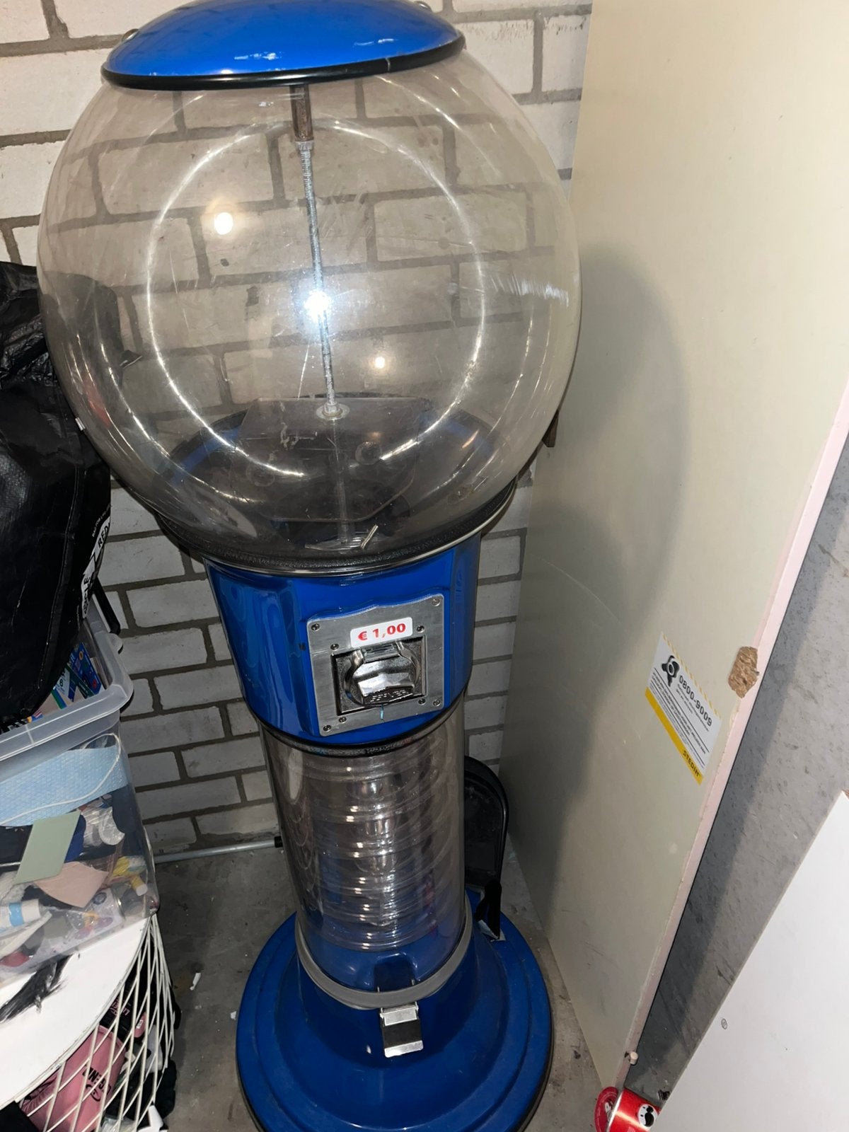 Grote kauwgomballenautomaat - Vintage blauw, Ophalen, Gebruikt