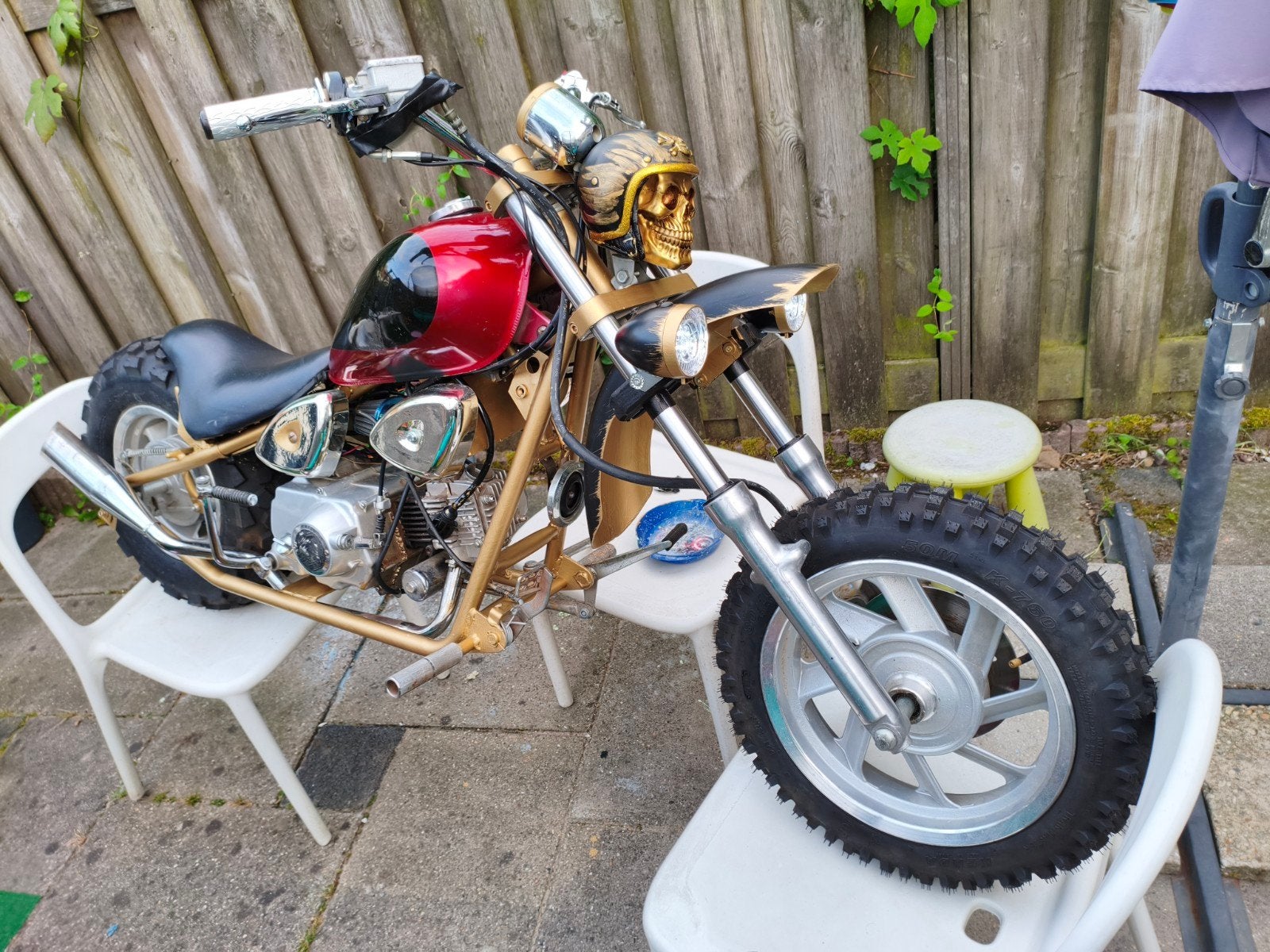 Unieke handgemaakte mini chopper 50cc 4-takt, Gebruikt, Overige typen, Ophalen of Verzenden, Handgemaakt