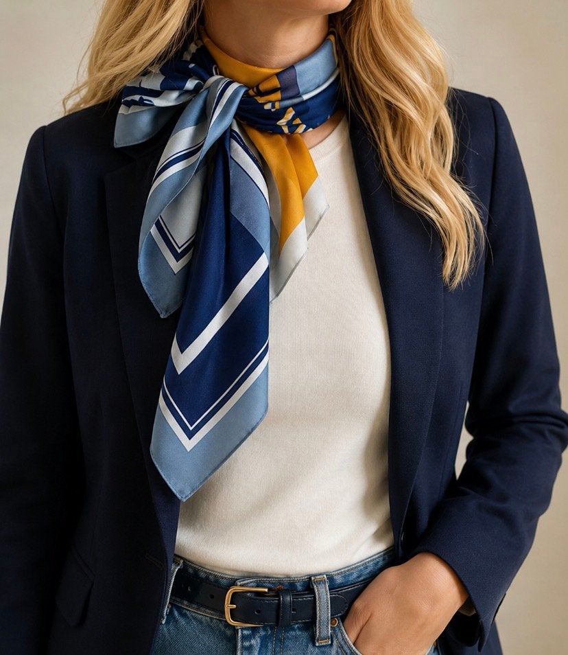 Vintage sjaal – P. Florence Paris, Ophalen of Verzenden, Zo goed als nieuw, Blauw