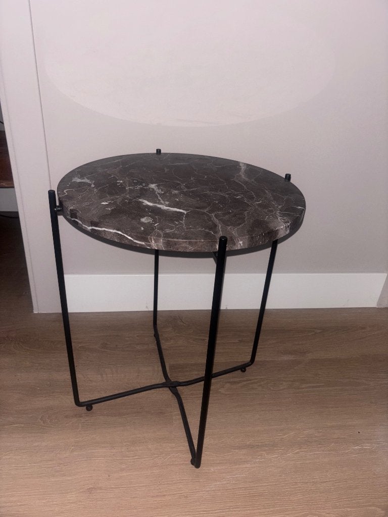 Marmer Look Bijzettafels 2x, Minder dan 55 cm, Metaal of Aluminium, Rond, Nieuw