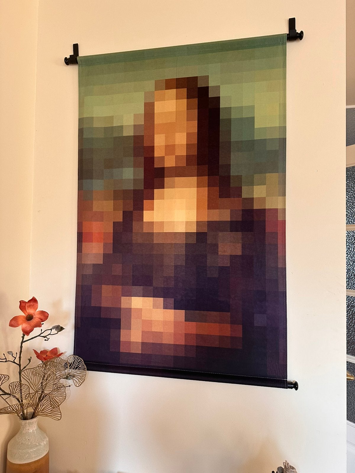 Poster wandkleed Mona Lisa Pixel-art canvas, Ophalen of Verzenden, Zo goed als nieuw, 50 tot 75 cm, Foto of Poster
