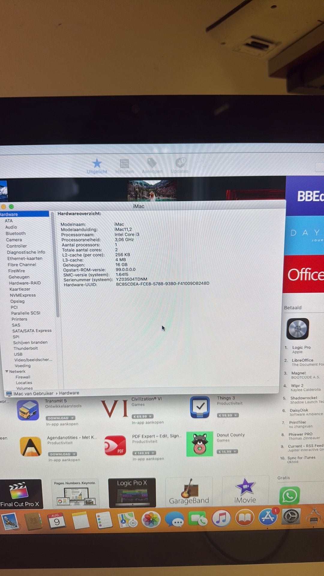 Apple iMac 21,5" 2010 – Core i3 3.06GHz – 16GB RAM – 500GB, Ophalen of Verzenden, Gebruikt