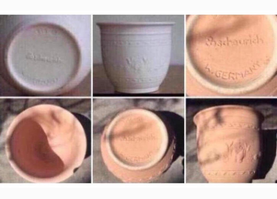 Vintage Scheurich Toscana Bloempot Beige of Wit 15/18cm, Ophalen, Rond, Binnen, Zo goed als nieuw