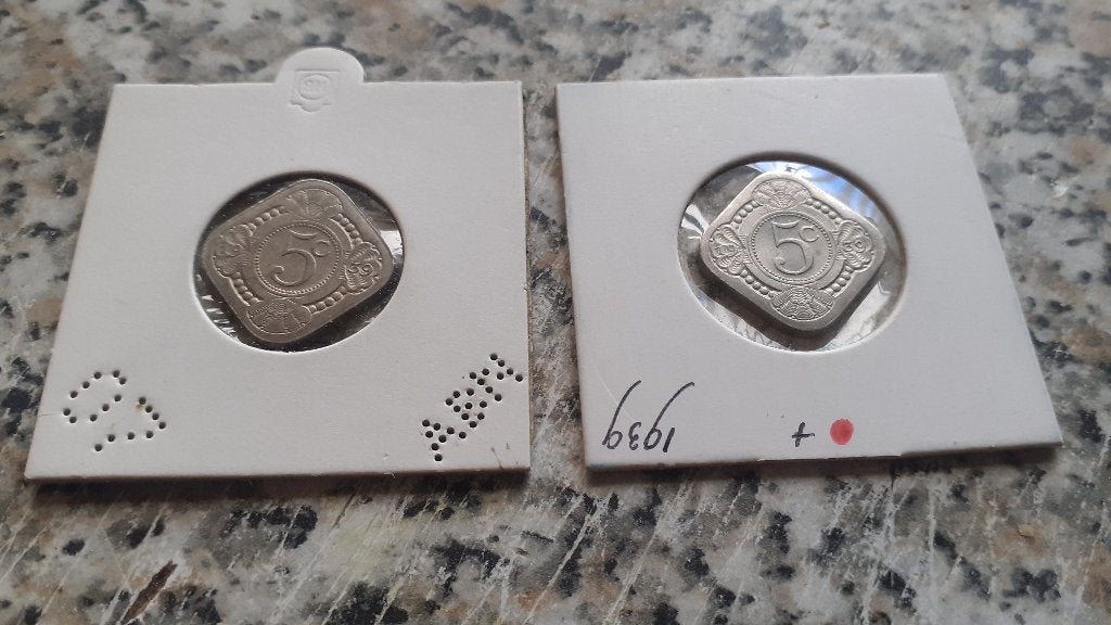 5 cent Wilhelmina 1939 in de munthouder, Ophalen of Verzenden, Koningin Wilhelmina, Overige waardes, Losse munt