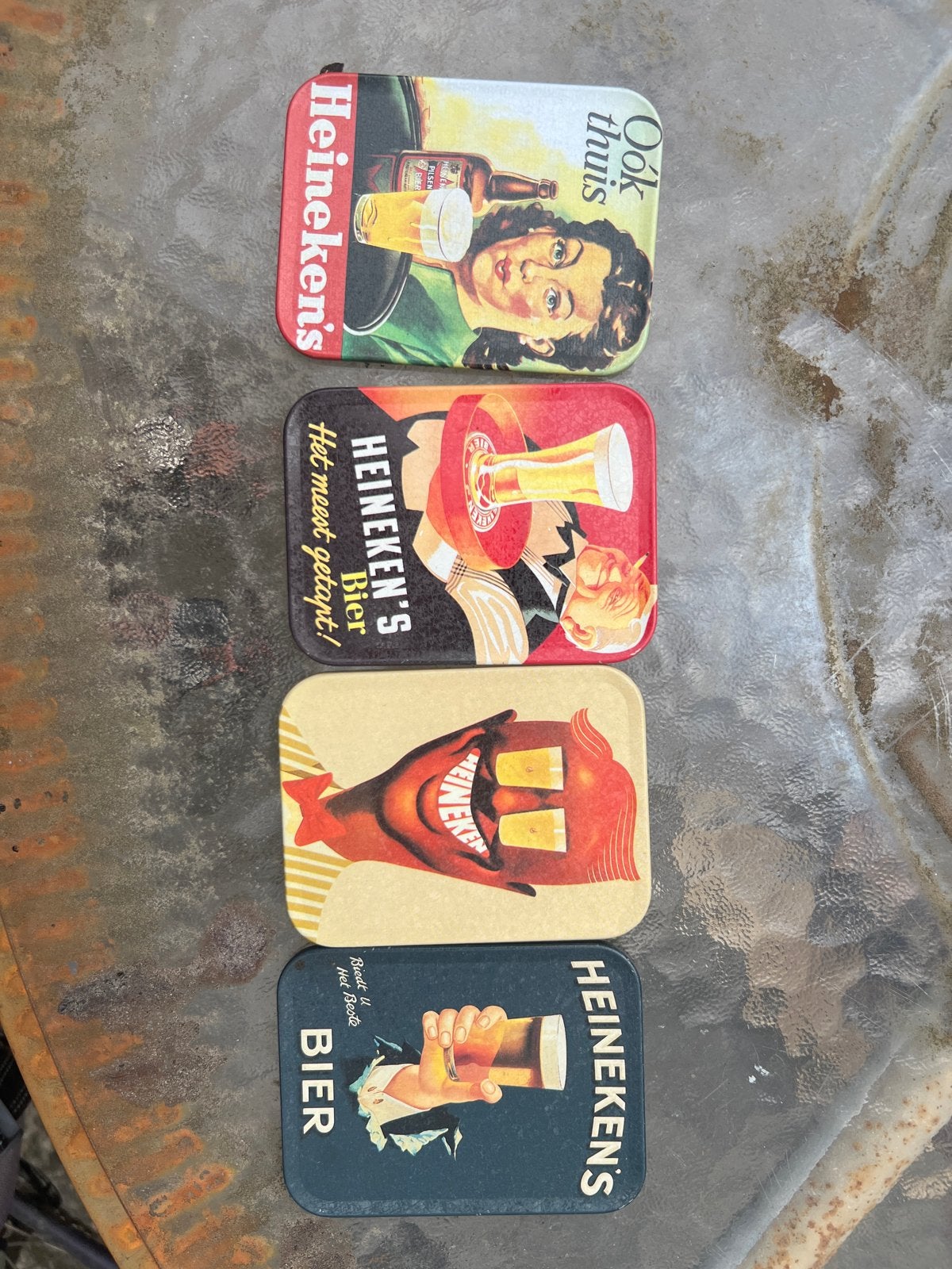 Set van 4 vintage Heineken bierviltjes / onderzetters, Ophalen of Verzenden, Gebruikt, Gebruiksvoorwerp