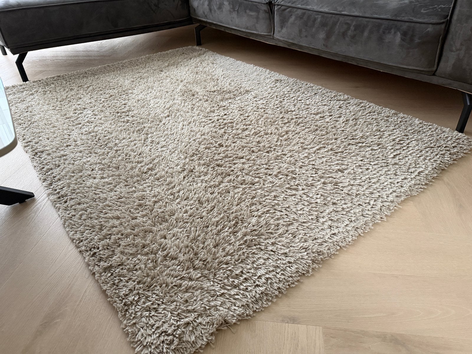Nieuwstaat Vloerkleed Beige 133cm x 195cm Hoogpolig, 100 tot 150 cm, Vloerkleed, Beige, Ophalen of Verzenden