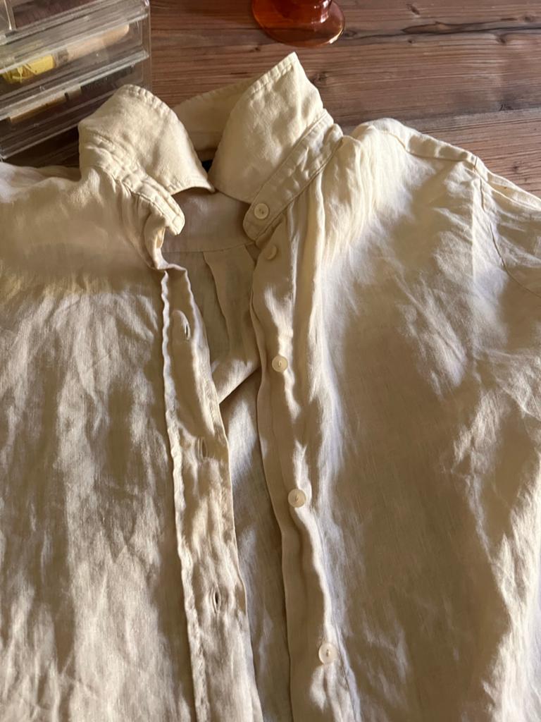 Massimo Dutti Linnen Blouse en broek Maat L Beige, Ophalen of Verzenden, Zo goed als nieuw, Maat 38/40 (M), Beige