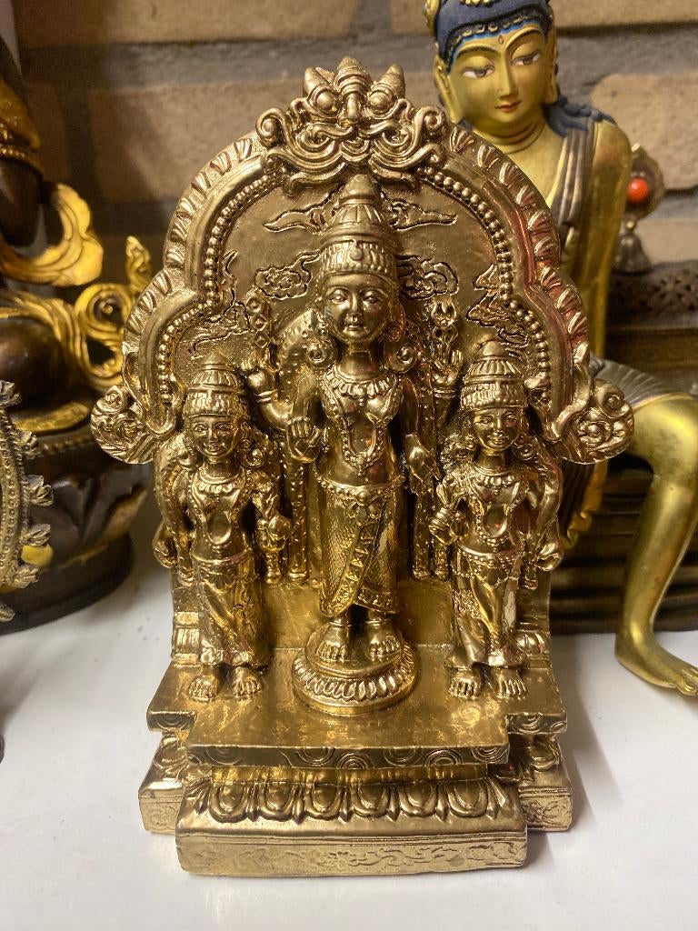 Hindoeïstisch triade Vishnu Lakshmi Bhudevi 15cm beeld, Ophalen of Verzenden, Azië, Beeld