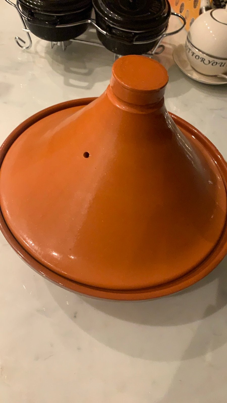 Oranje Tajine - Zo goed als nieuw, Overige typen, Ophalen of Verzenden, Zo goed als nieuw, Steen/keramiek