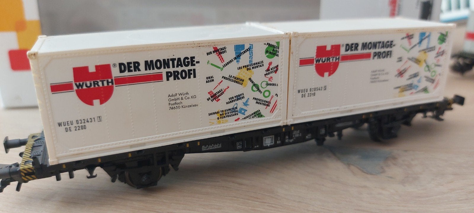 Märklin DB /Würth containerwagen+2 containers artnr 4768 ovp, Wisselstroom, Locomotief, Ophalen of Verzenden, Zo goed als nieuw