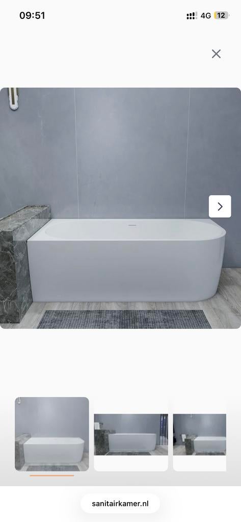 Gezocht: Hoekbad 180 cm, links, glanzend of mat wit, Doe-het-zelf en Verbouw, Sanitair, Ophalen, Gebruikt, Bad