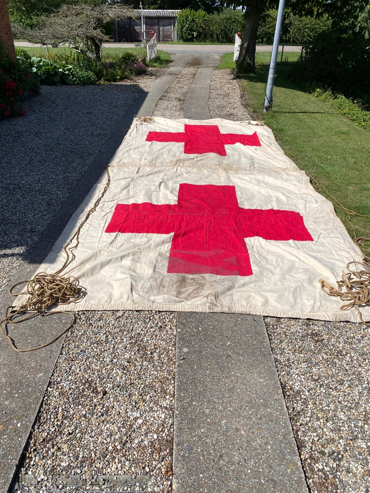 Canvas rode kruis luifel, Verzamelen, Ophalen of Verzenden, Landmacht, Nederland