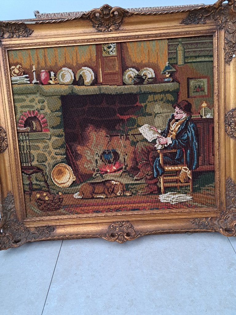 Grote afbeelding, geborduurd met wol., Ophalen, Overige technieken, Klassiek, Origineel werk