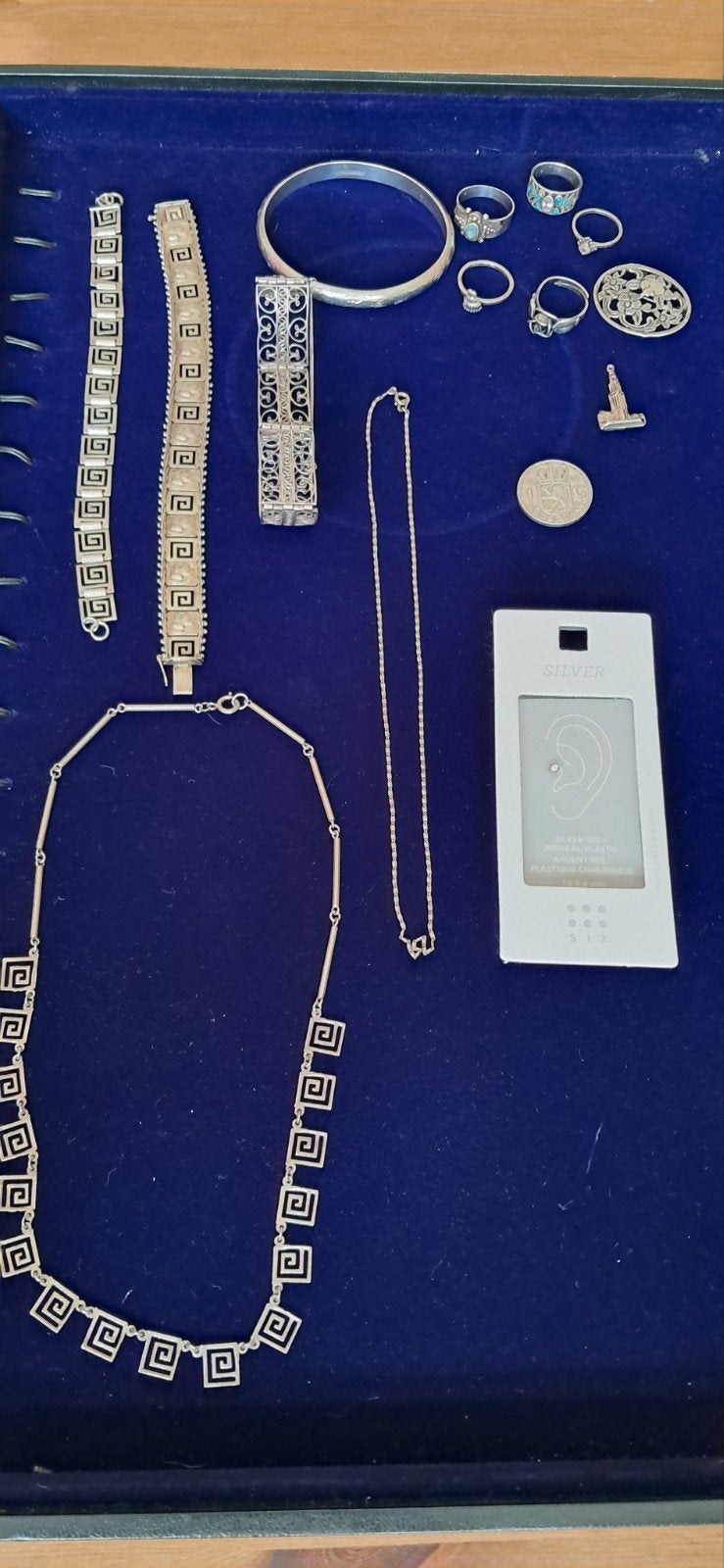 Lot zilveren sieraden: kettingen, armbanden, ringen en meer, Ophalen of Verzenden, Zilver, Overige typen, Met edelsteen