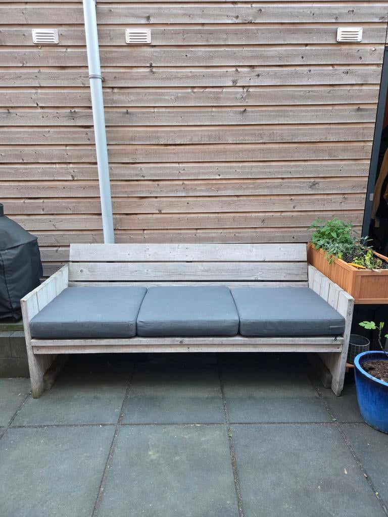 Tuin bank hout en zitkussens van IKEA  192 x 80 cm, Tuin en Terras, Tuinbanken, Ophalen, Gebruikt, Hout