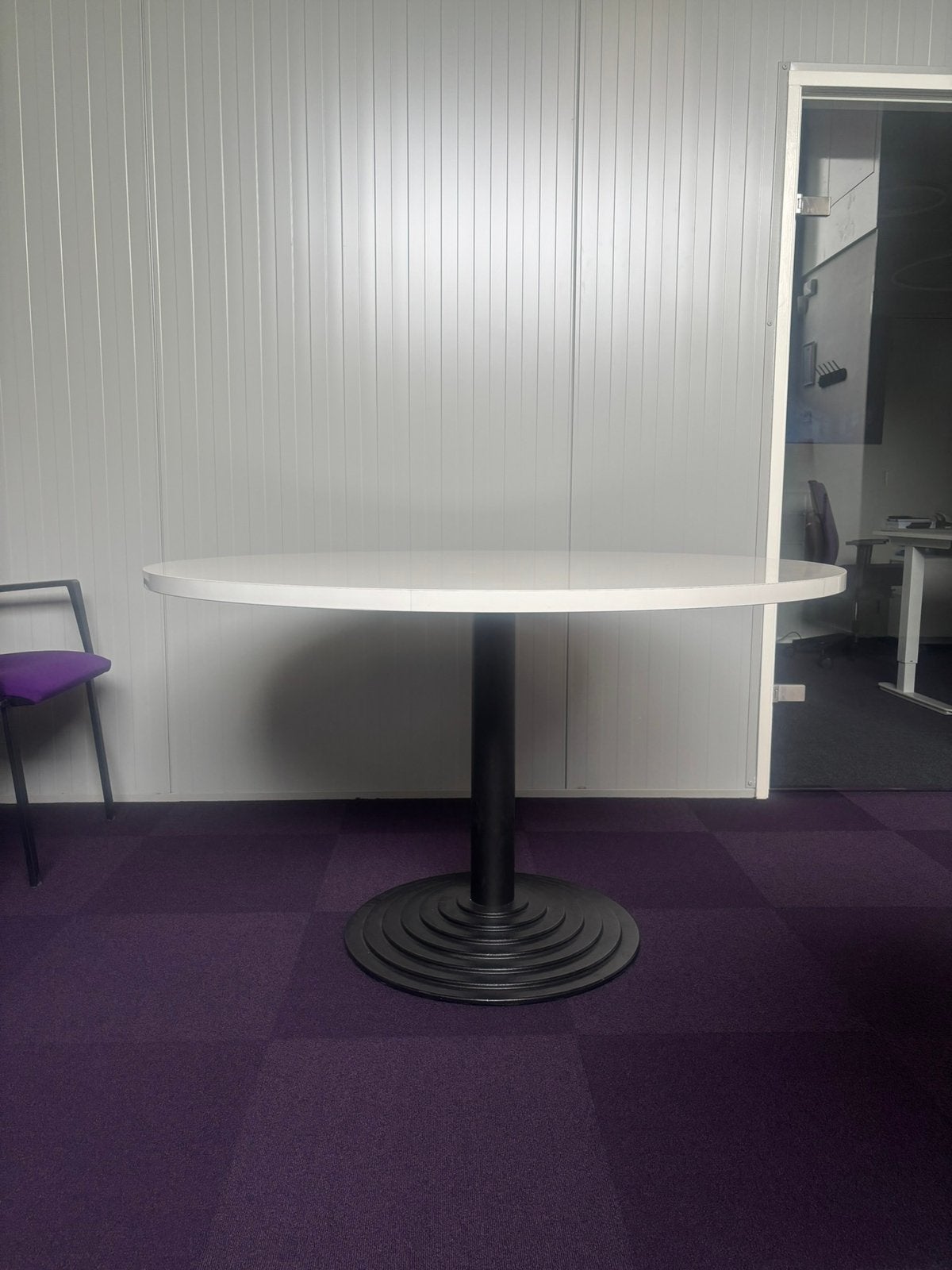 Ronde eettafel hoogglans wit 130cm, Ophalen, Gebruikt, Rond, Vijf personen of meer