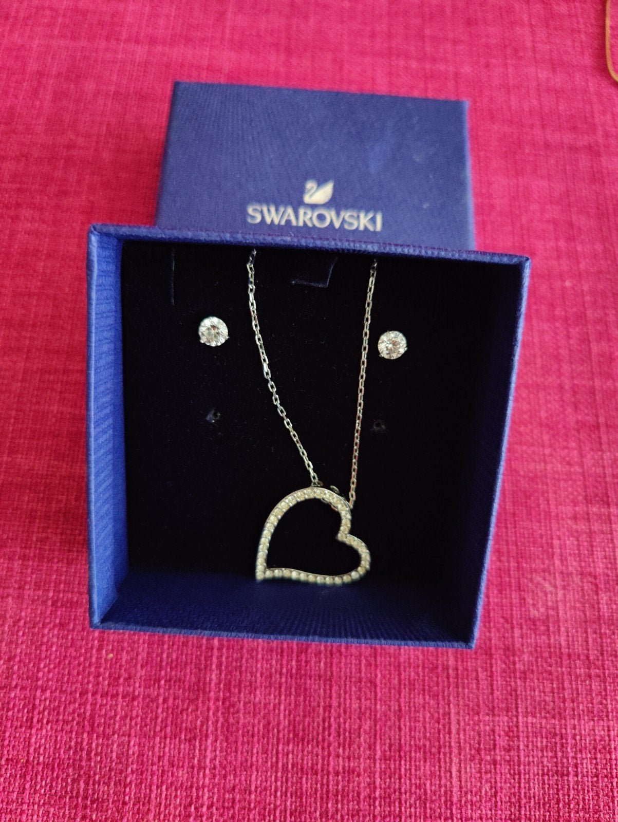 Swarovski ketting en oorbellen, Ophalen of Verzenden, Zo goed als nieuw, Sieraad of Horloge