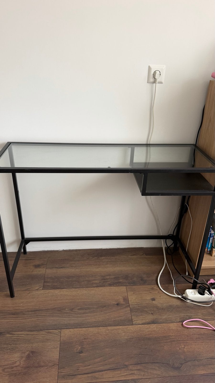 Glazen bureau met metalen frame, Ophalen, Gebruikt, 36 cm, IKEA