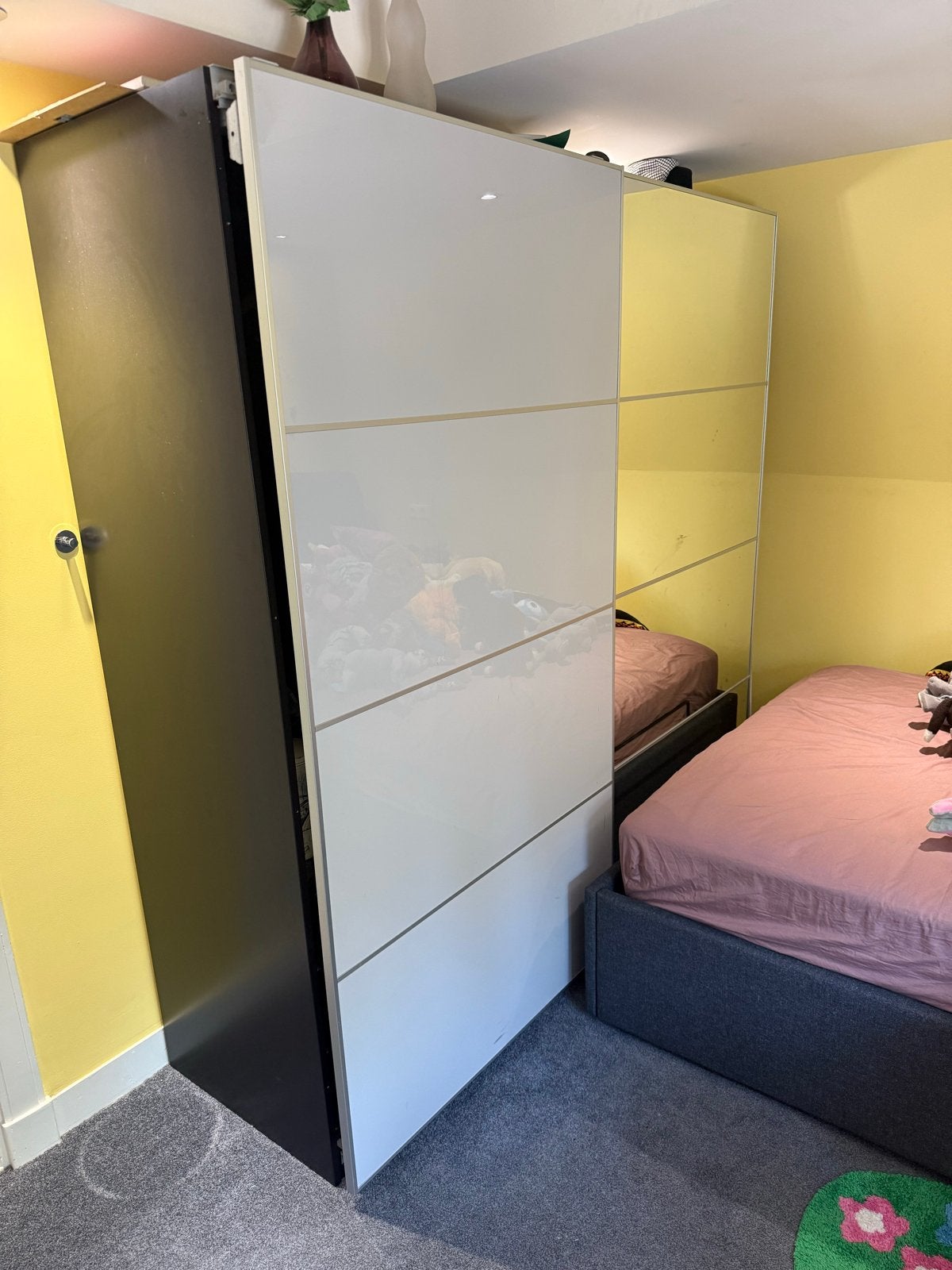 Ikea Pax kledingkast met schuifdeuren en spiegel, Ophalen, Gebruikt, 100 tot 150 cm, 200 cm of meer
