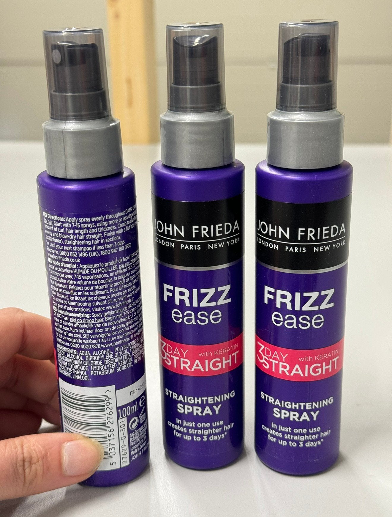 3x John Frieda Frizz Ease 3Day Straight Straightening spray, Gel, Wax, Haarlak of Mousse, Nieuw, Ophalen of Verzenden, H
