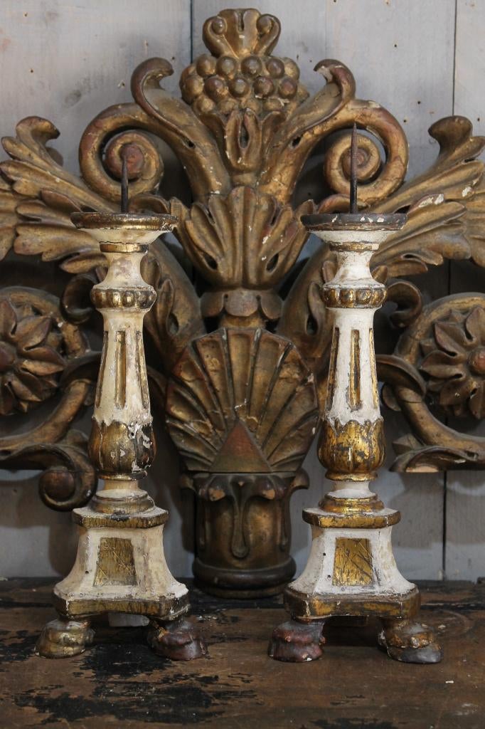 Kleine antieke kandelaartjes (nr2), Ophalen of Verzenden