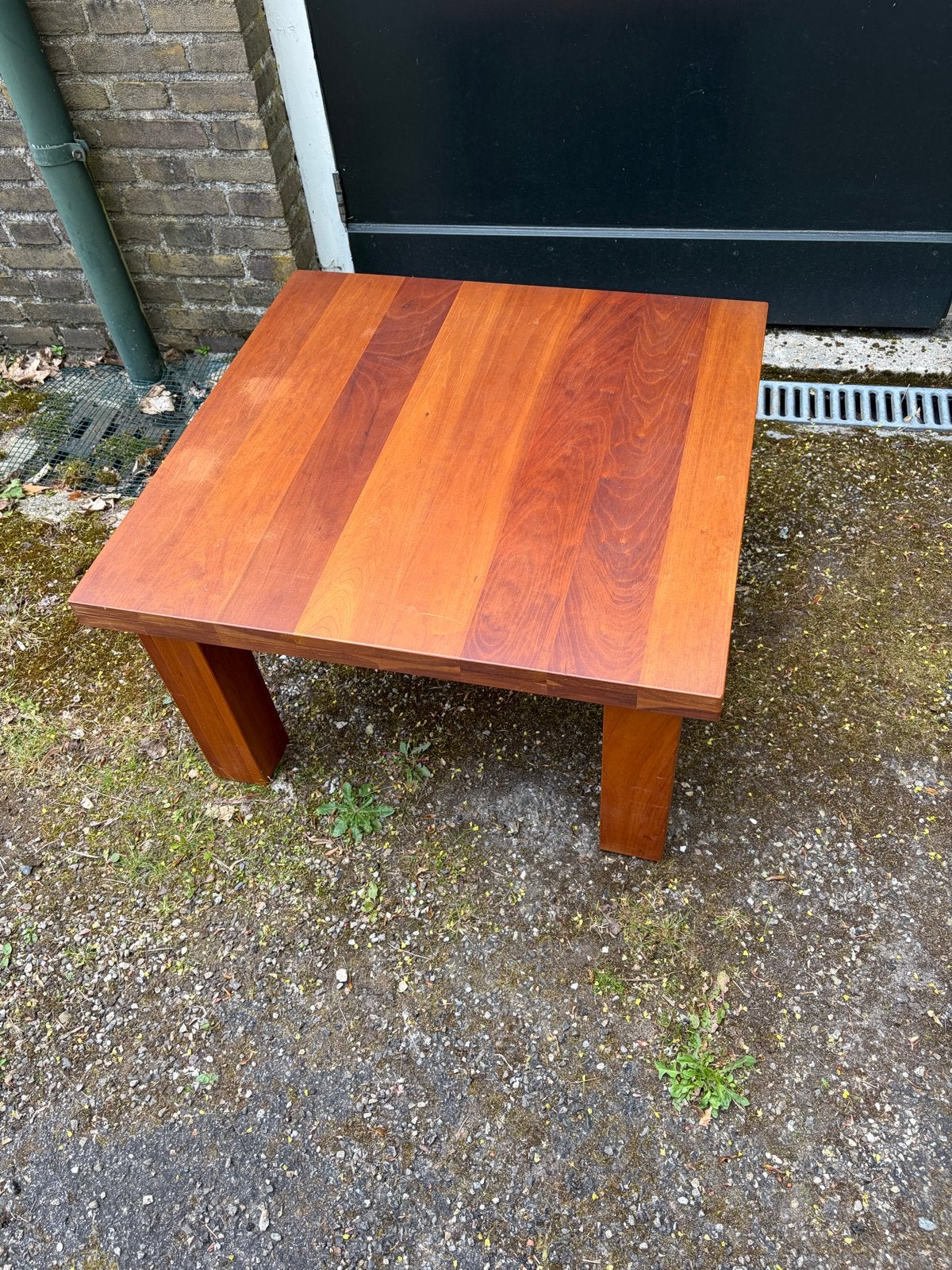 Massief houten salontafel - vierkant, Huis en Inrichting, Tafels | Salontafels, Ophalen, Gebruikt, Vierkant, 50 tot 100 cm