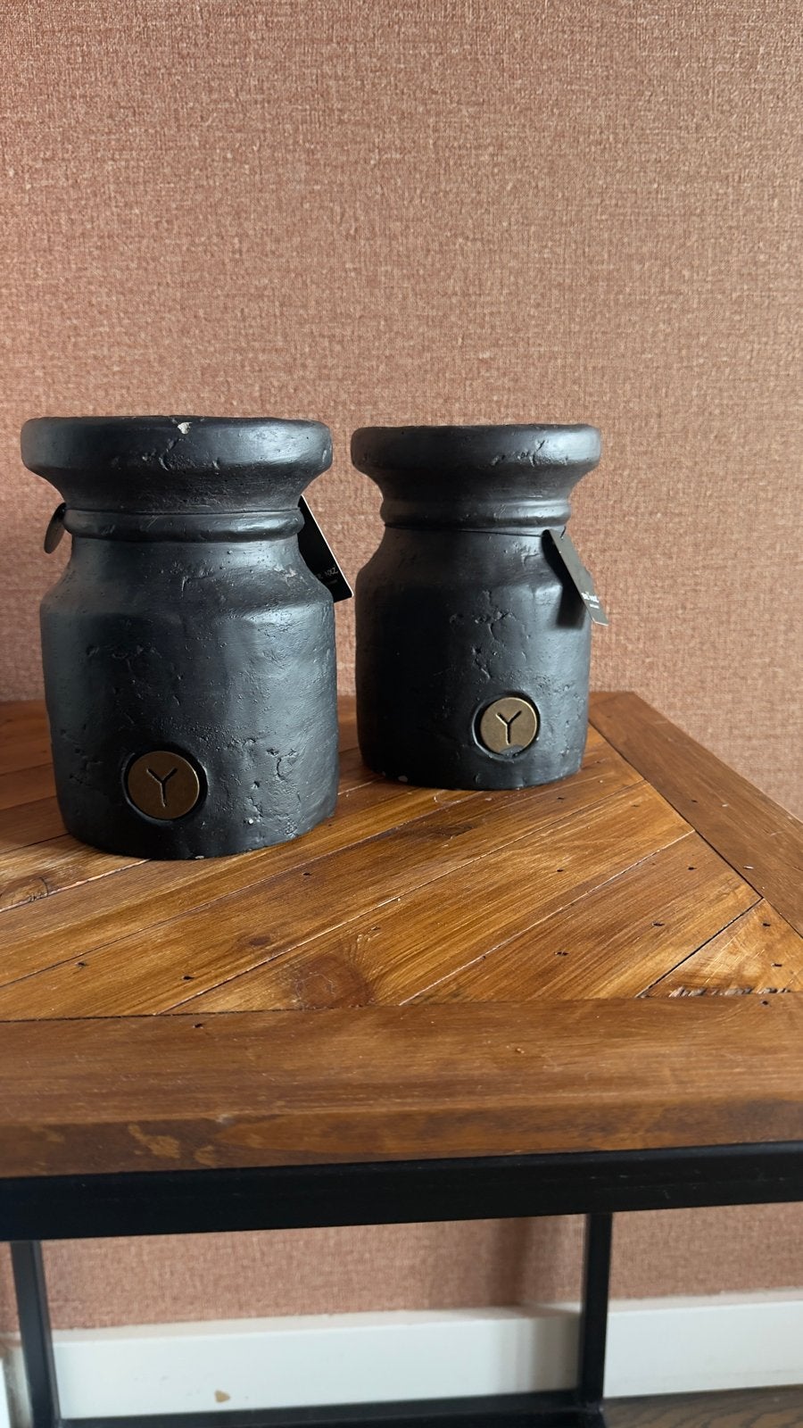 Brynxz Kaarsenstandaards 13x18 cm - Set van 2, Gebruikt, Brynxz, Zwart, Ophalen of Verzenden