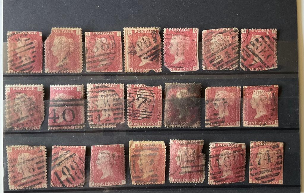 Groot-Brittannië, UK penny red x 21, Postzegels en Munten, Postzegels | Europa | UK, Ophalen of Verzenden, Gestempeld