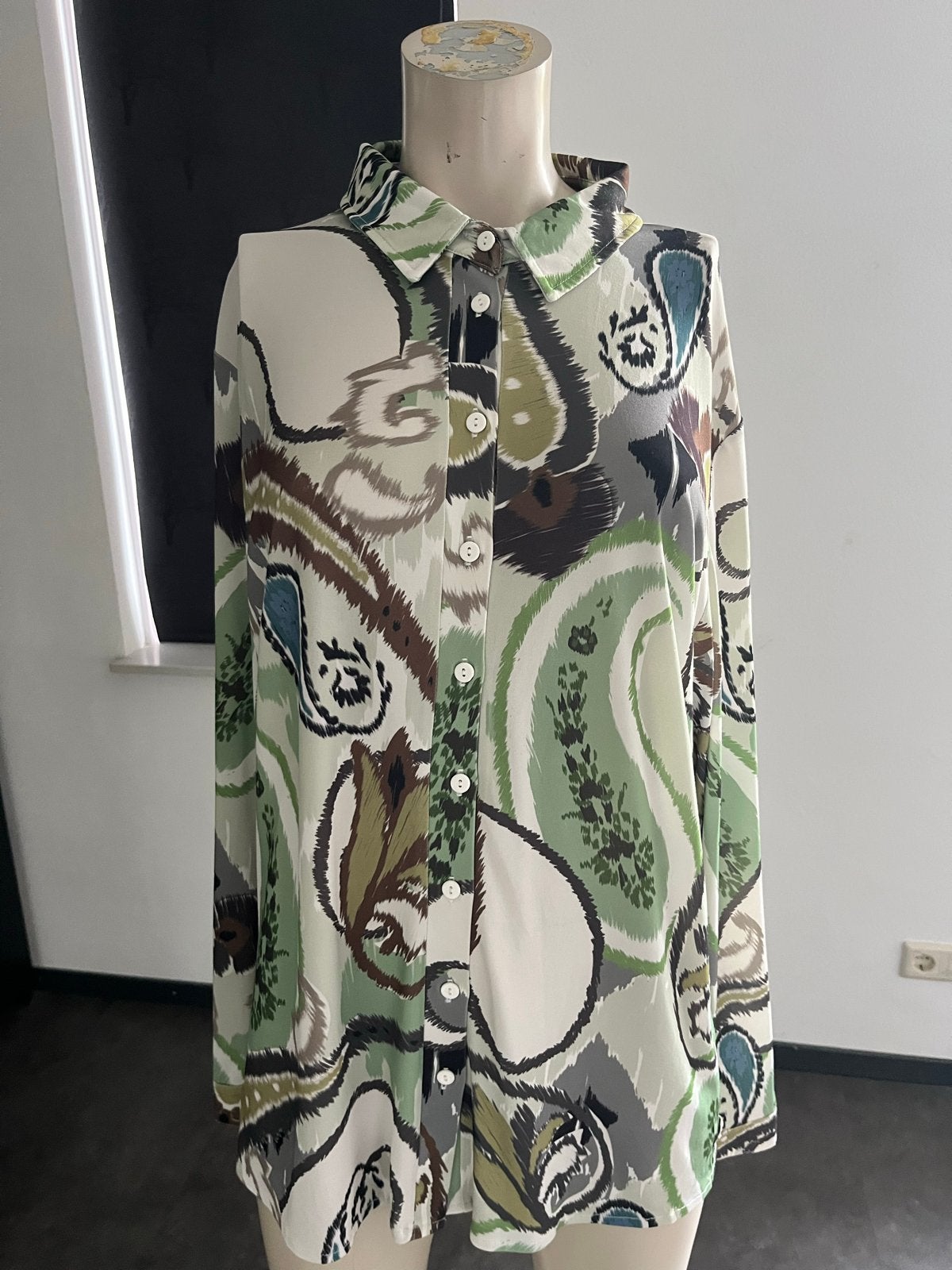 Angelle Milan Blouse XXL - Groen/Bruin/Wit Print, Ophalen of Verzenden, Zo goed als nieuw, Maat 46/48 (XL) of groter, Meerkleurig