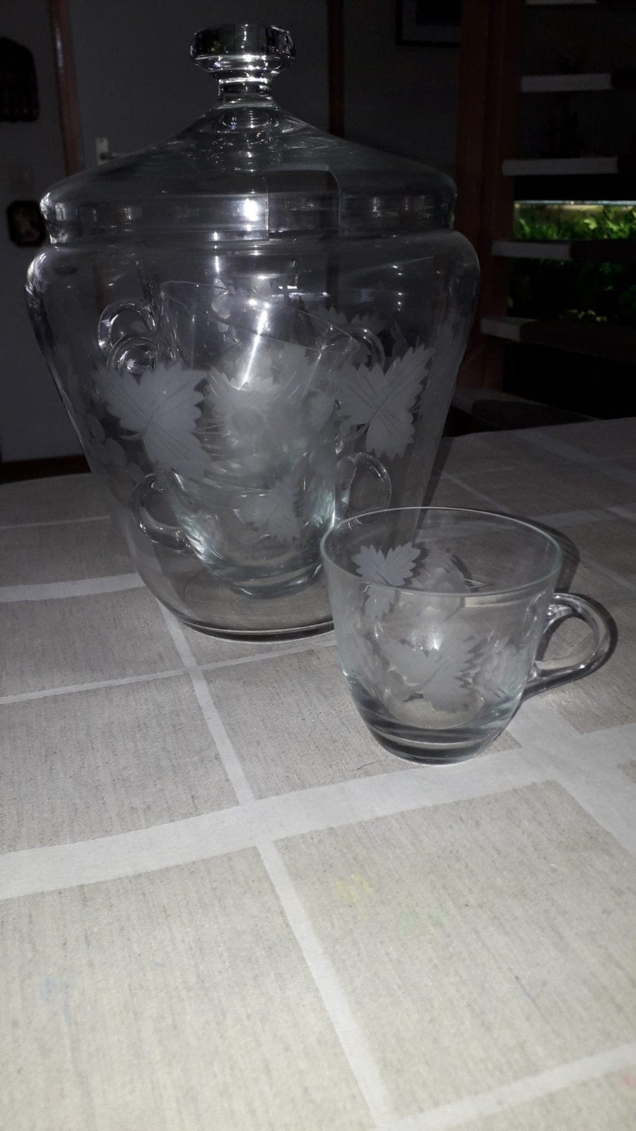 Glazen bowlset met 6 kommen en lepel, Huis en Inrichting, Ophalen