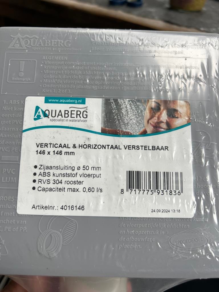 Aquaberg Vloerput Verticaal & Horizontaal Verstelbaar, Ophalen of Verzenden, Nieuw, Rvs, Douche