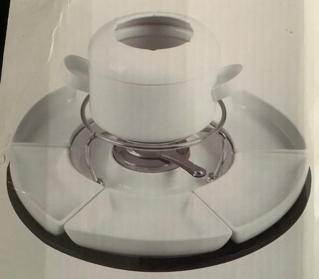 Fondueset compleet wit porselein metaal ongebruikt, Ophalen of Verzenden, Nieuw, Brander, Fondueset