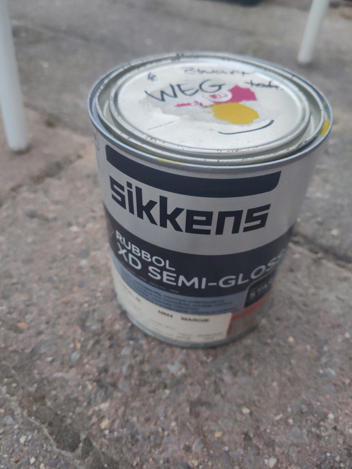 Sikkens Rubbol XD Semi-Gloss Buitenlak Mosterdgeel 1L, Gebruikt, Geel, Ophalen of Verzenden, Lak