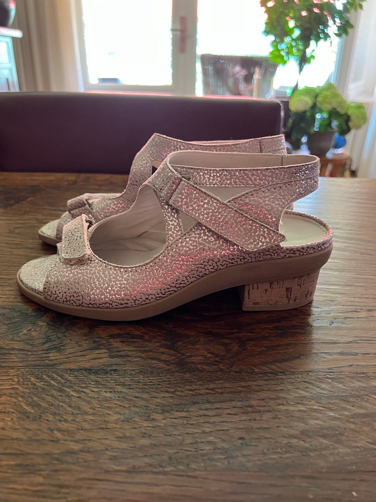 Durea sandalen rosé metallic/zilver combi, maat 38,5 H, Kleding | Dames, Schoenen, Zo goed als nieuw, Roze, Sandalen of Muiltjes