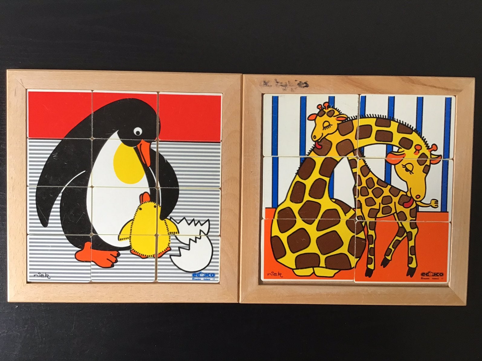 2 x educo puzzel, giraf en pinguïn., Kinderen en Baby's, Speelgoed | Kinderpuzzels, Ophalen of Verzenden