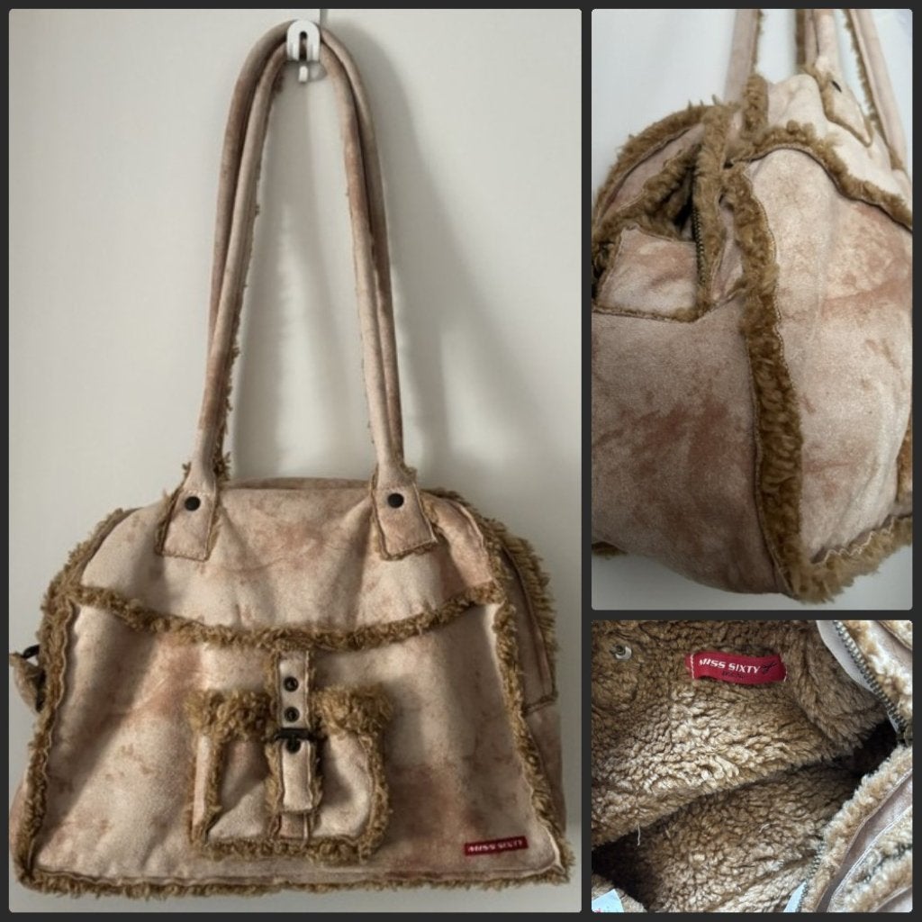 Miss Sixty schoudertas gemêleerd zandkleurig & teddy - nieuw, Sieraden, Tassen en Uiterlijk, Ophalen of Verzenden, Nieuw, Overige kleuren