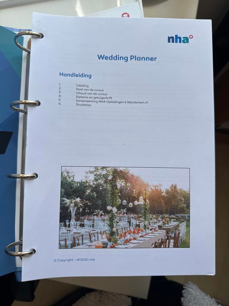 NHA Wedding Planner Studie - Cursusmateriaal, Ophalen of Verzenden, Zo goed als nieuw, Overige niveaus