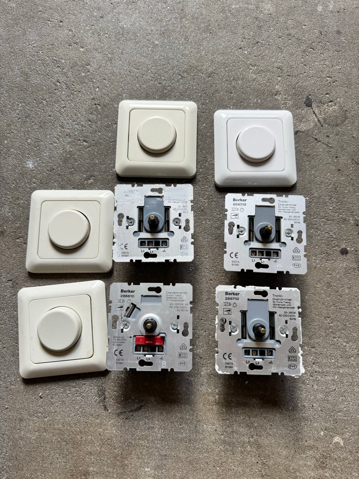 4 Berker halogeen dimmers (3x crème, 1x wit), Ophalen of Verzenden, Gebruikt, Berker, Dimmer