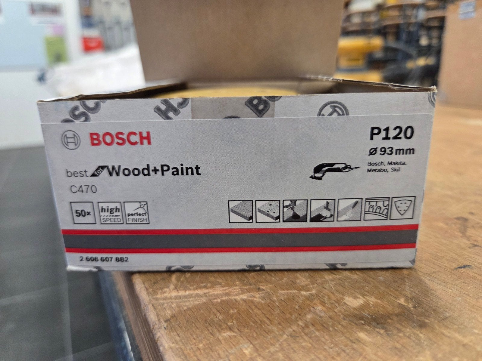 Bosch C470 Schuurpapier P120 Ø93mm voor hout en verf, Ophalen of Verzenden, Nieuw, Minder dan 600 watt, Vlakschuurmachine